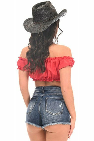 Daisy Corsets Red Peasant Top - Flyclothing LLC