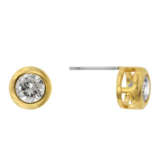 Gold Bezel Stud Earrings - Flyclothing LLC