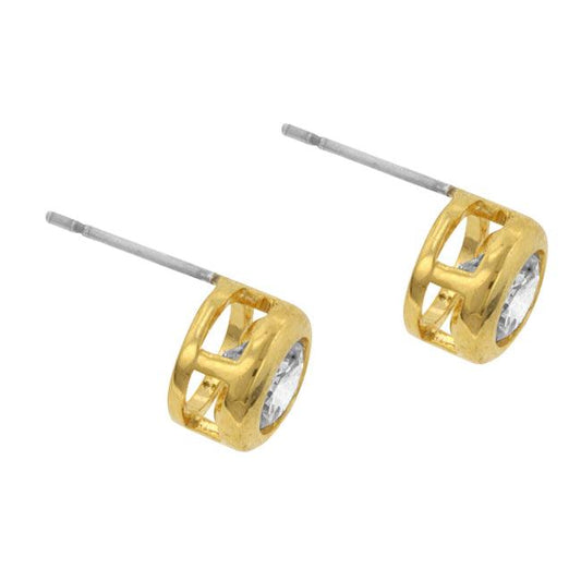 Gold Bezel Stud Earrings - Flyclothing LLC