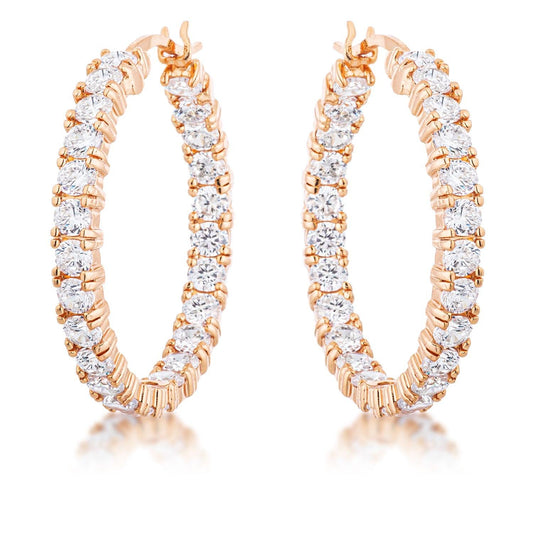 Rose Gold Plated CZ Hoop Earrings - Flyclothing LLC