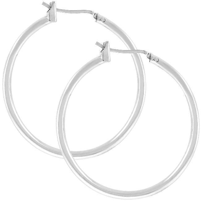 Silvertone Finish Hoop Earrings - Flyclothing LLC