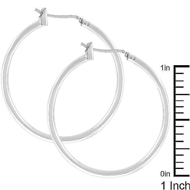 Silvertone Finish Hoop Earrings - Flyclothing LLC