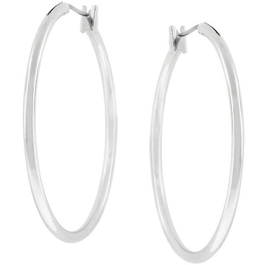 Basic Silvertone Finish Hoop Earrings - JGI