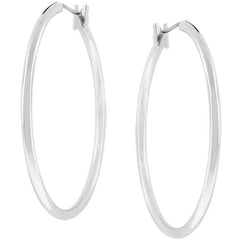 Basic Silvertone Finish Hoop Earrings - JGI