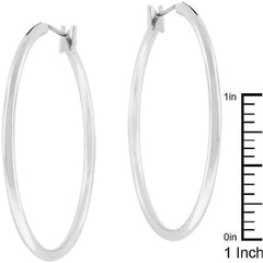 Basic Silvertone Finish Hoop Earrings - JGI