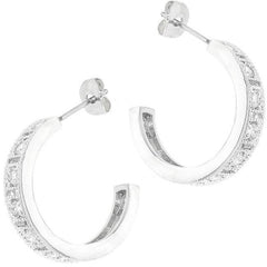 Studded Cubic Zirconia Hooplet Earrings - Flyclothing LLC