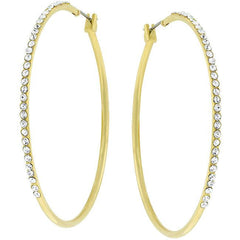 2 Inch Goldtone Crystal Hoop Earrings - Flyclothing LLC