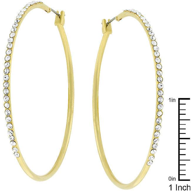 2 Inch Goldtone Crystal Hoop Earrings - Flyclothing LLC