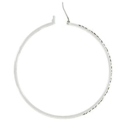 2 Inch Rhodium Plated Finish Cubic Zirconia Hoop Earrings - Flyclothing LLC