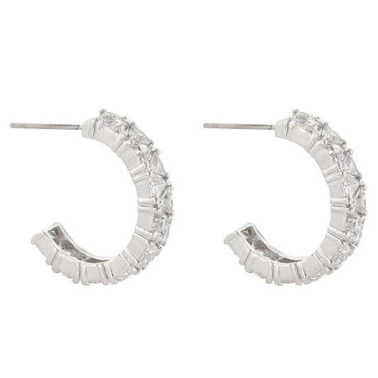 Trillion Cut Cubic Zirconia Hoop Earrings - Flyclothing LLC