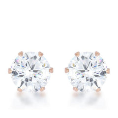 Reign 3.4ct CZ Rose Gold Stainless Steel Stud Earrings - Flyclothing LLC