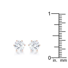 Reign 3.4ct CZ Rose Gold Stainless Steel Stud Earrings - JGI