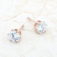 Reign 3.4ct CZ Rose Gold Stainless Steel Stud Earrings - JGI