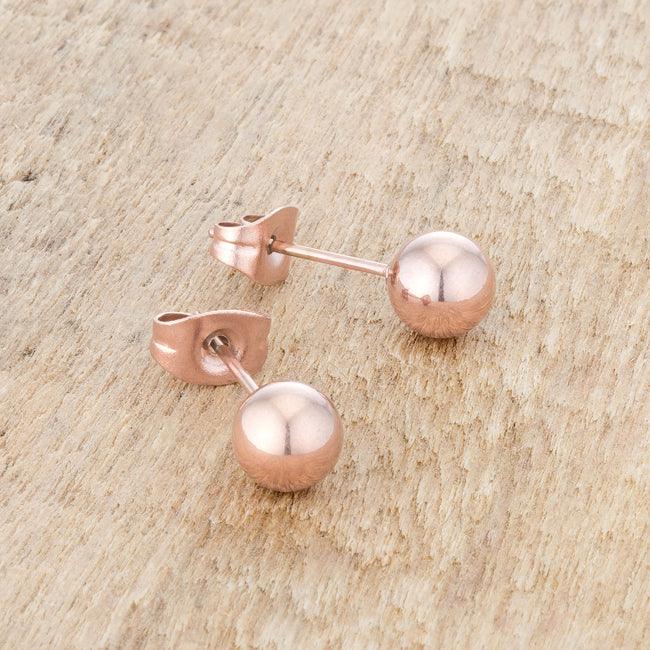 Tanya Rose Gold Sphere Stud Earrings - Flyclothing LLC