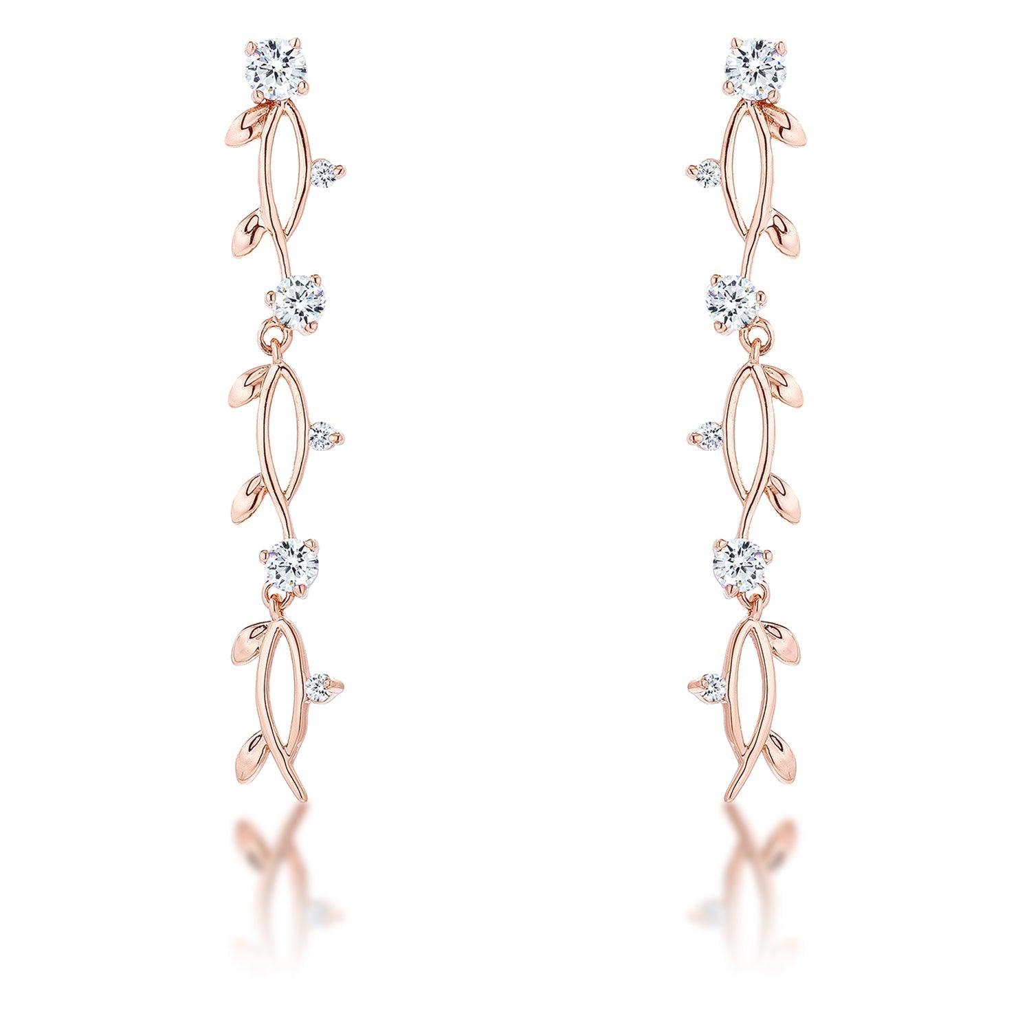 1.1Ct Vine Design Rose Gold Plated Earrings - Flyclothing LLC