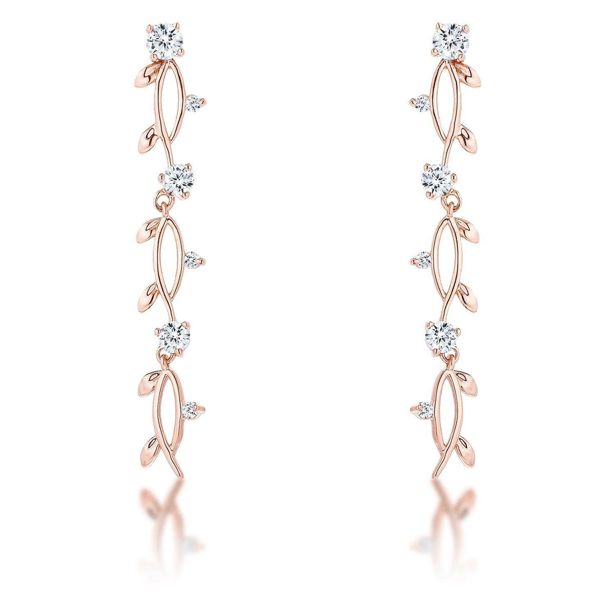 1.1Ct Vine Design Rose Gold Plated Earrings - Flyclothing LLC