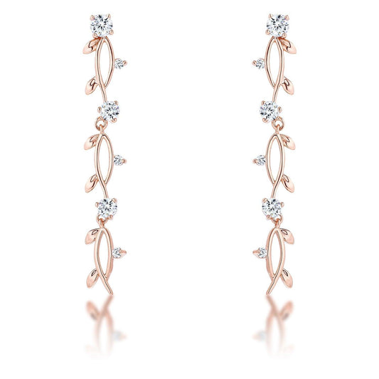 1.1Ct Vine Design Rose Gold Plated Earrings - Flyclothing LLC