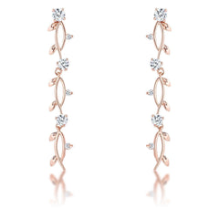 1.1Ct Vine Design Rose Gold Plated Earrings - Flyclothing LLC