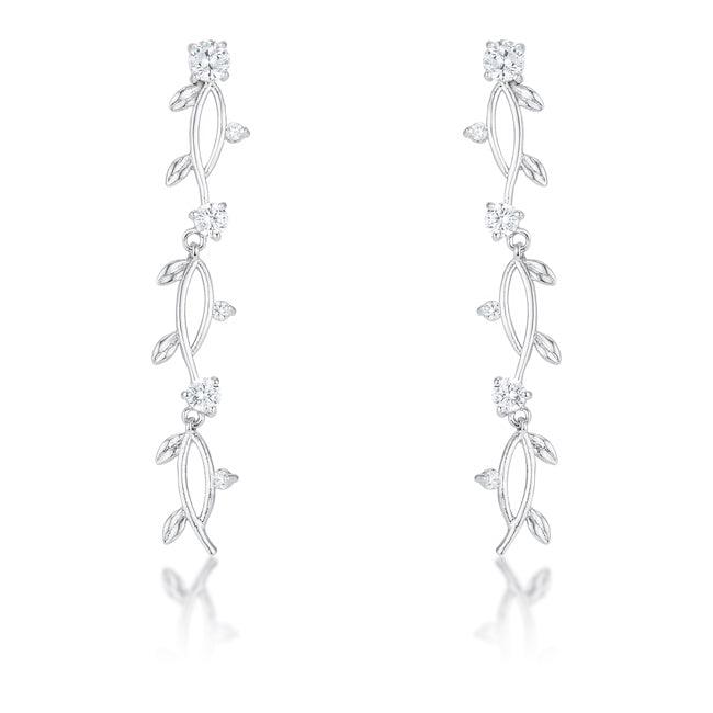 1.1Ct Vine Design Rhodium Earrings - Flyclothing LLC