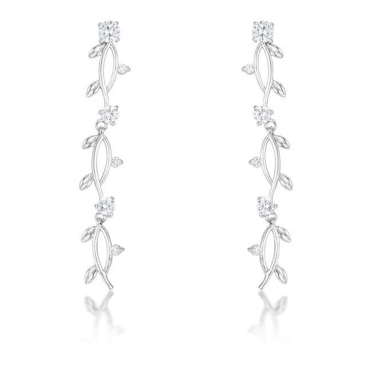 1.1Ct Vine Design Rhodium Earrings - Flyclothing LLC