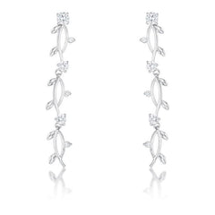 1.1Ct Vine Design Rhodium Earrings - Flyclothing LLC