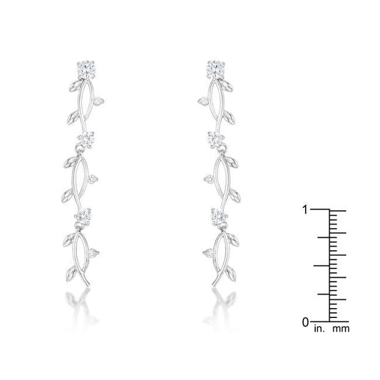 1.1Ct Vine Design Rhodium Earrings - Flyclothing LLC