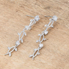 1.1Ct Vine Design Rhodium Earrings - JGI