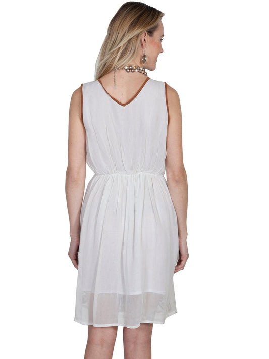 Scully IVORY V-NECK DRESS W/EMB BODICE/HEMLINE - Flyclothing LLC