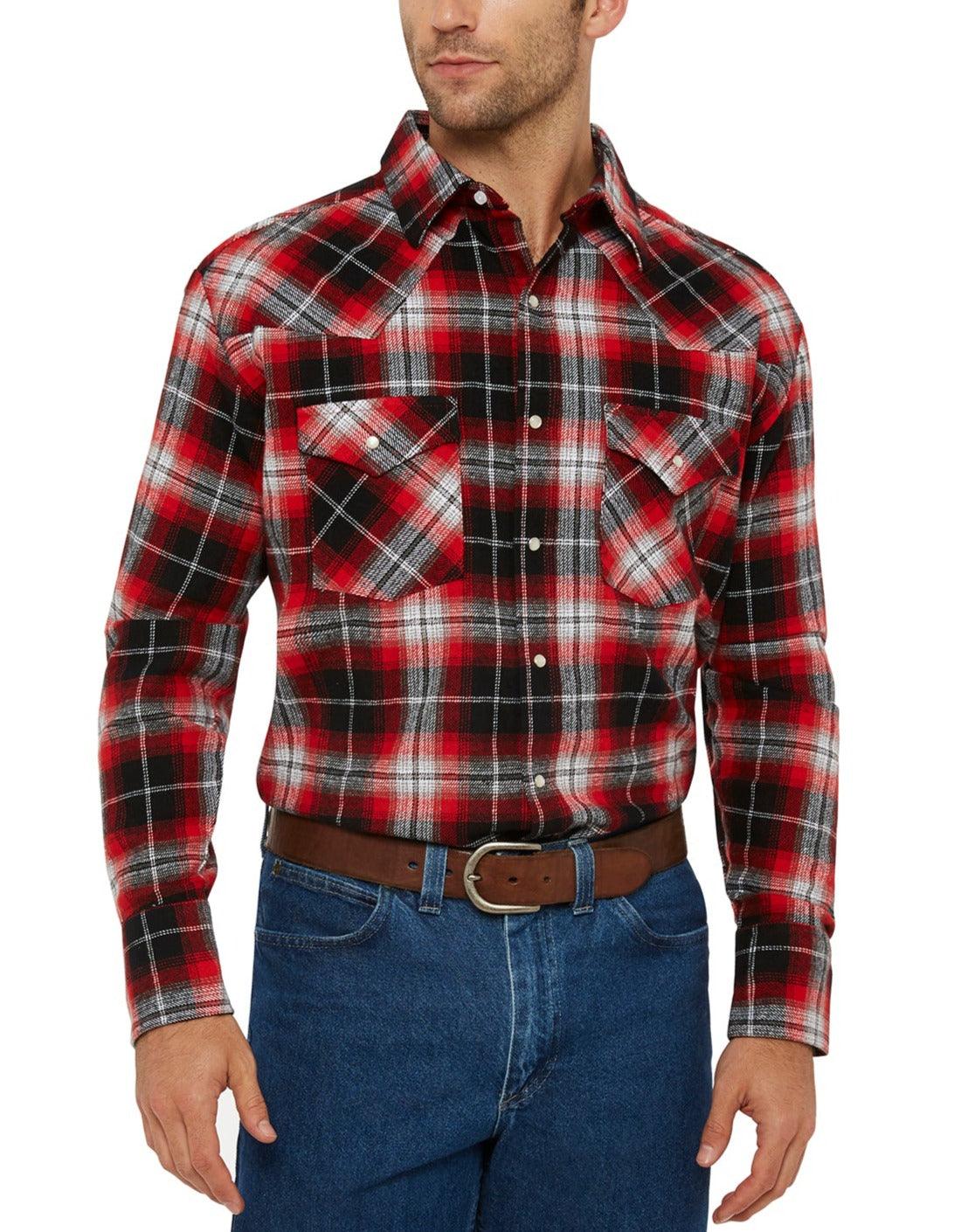Ely Cattleman Long Sleeve Brawny Flannel Shirt, Size: Medium, Red