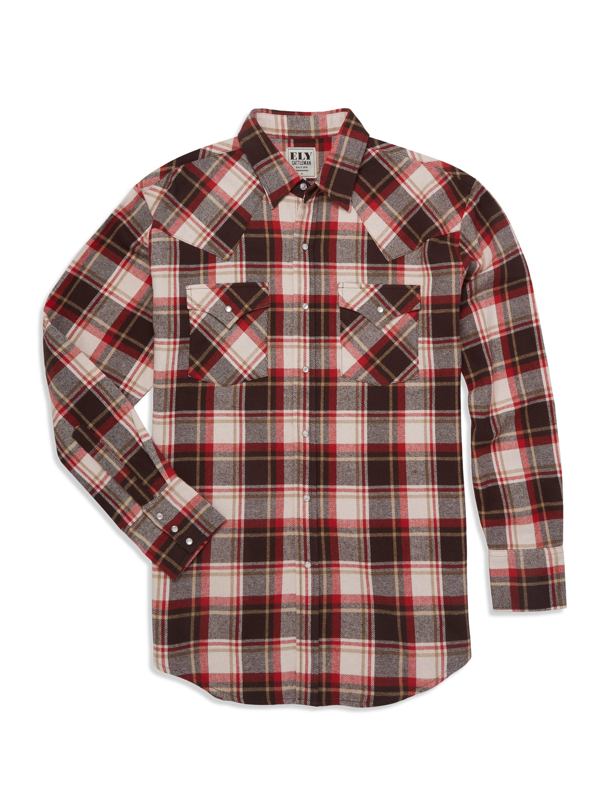 Ely Cattleman Men's Ely Cattleman Long Sleeve Brawny Flannel Western Snap Shirt