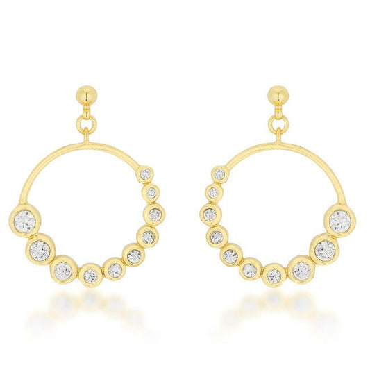 Golden Graduated Cubic Zirconia Circle Earrings - Flyclothing LLC