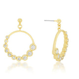 Golden Graduated Cubic Zirconia Circle Earrings - Flyclothing LLC