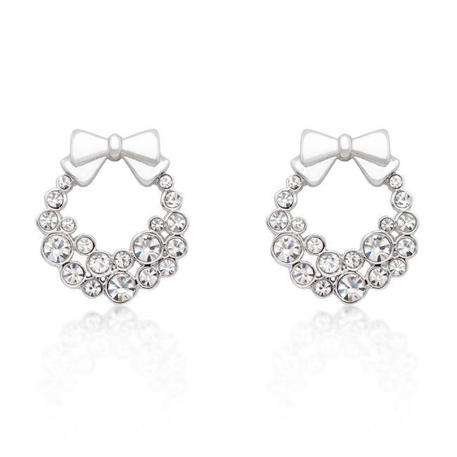 Holiday Wreath Clear Crystal Earrings - Flyclothing LLC