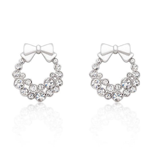 Holiday Wreath Clear Crystal Earrings - Flyclothing LLC