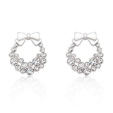 Holiday Wreath Clear Crystal Earrings - Flyclothing LLC