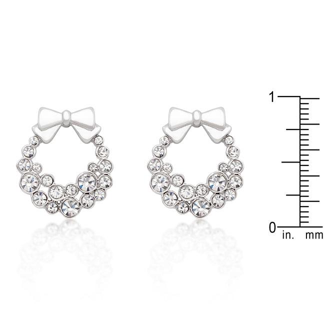 Holiday Wreath Clear Crystal Earrings - Flyclothing LLC