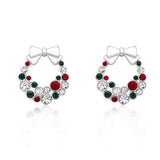 Holiday Wreath Colored Crystal Earrings - Flyclothing LLC