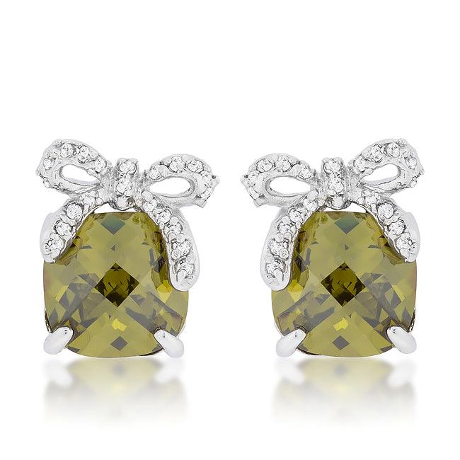 Olivine Drop Earrings with Bow - Flyclothing LLC