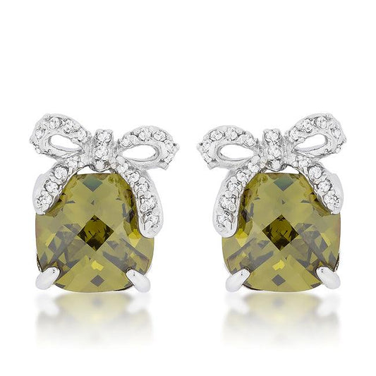 Olivine Drop Earrings with Bow - Flyclothing LLC