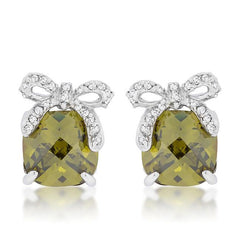 Olivine Drop Earrings with Bow - JGI