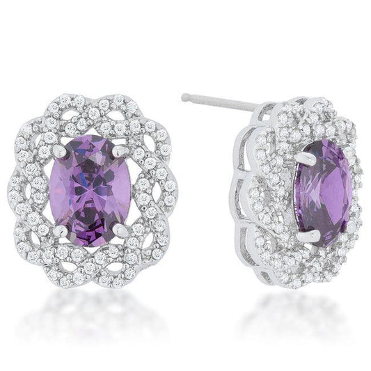 Amethyst Oval Stud Earrings - JGI