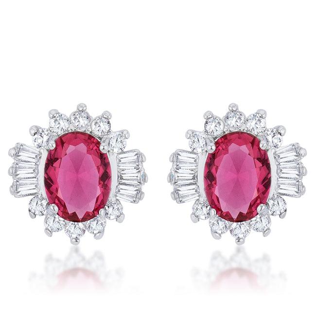 Chrisalee 3.3ct Ruby CZ Rhodium Classic Stud Earrings - Flyclothing LLC