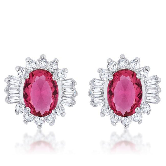 Chrisalee 3.3ct Ruby CZ Rhodium Classic Stud Earrings - Flyclothing LLC