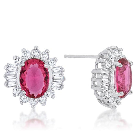 Chrisalee 3.3ct Ruby CZ Rhodium Classic Stud Earrings - Flyclothing LLC