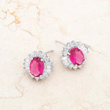 Chrisalee 3.3ct Ruby CZ Rhodium Classic Stud Earrings - Flyclothing LLC