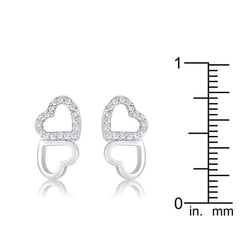 .17 Ct Melded Hearts Rhodium and CZ Stud Earrings - Flyclothing LLC