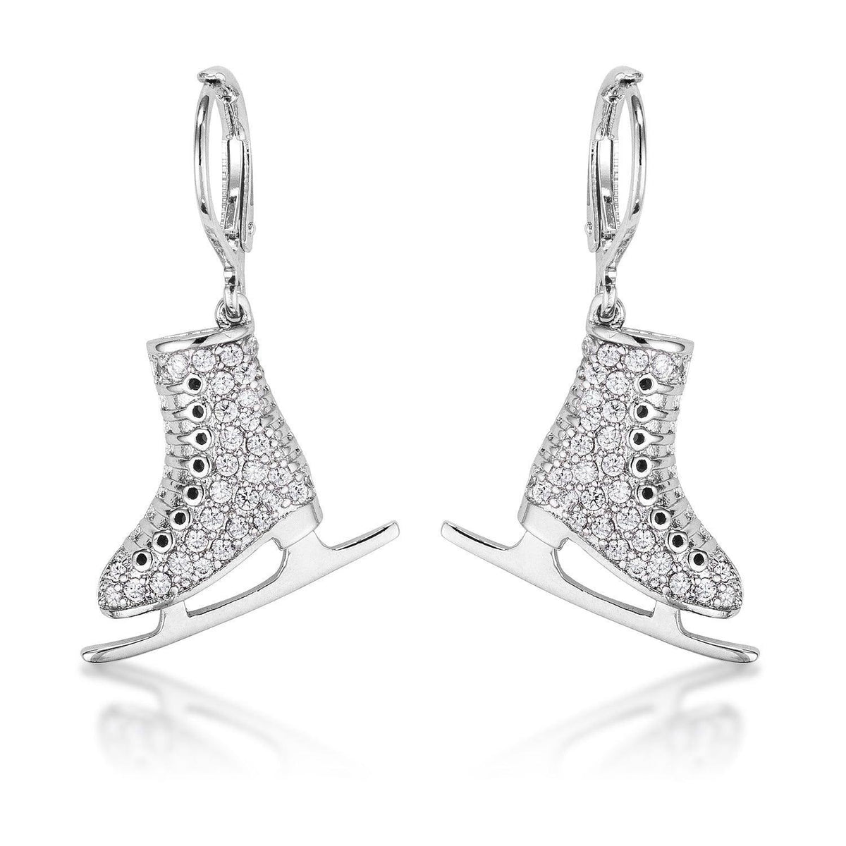 Delicate .85Ct Rhodium Plated Ice Skate Earrings - Flyclothing LLC