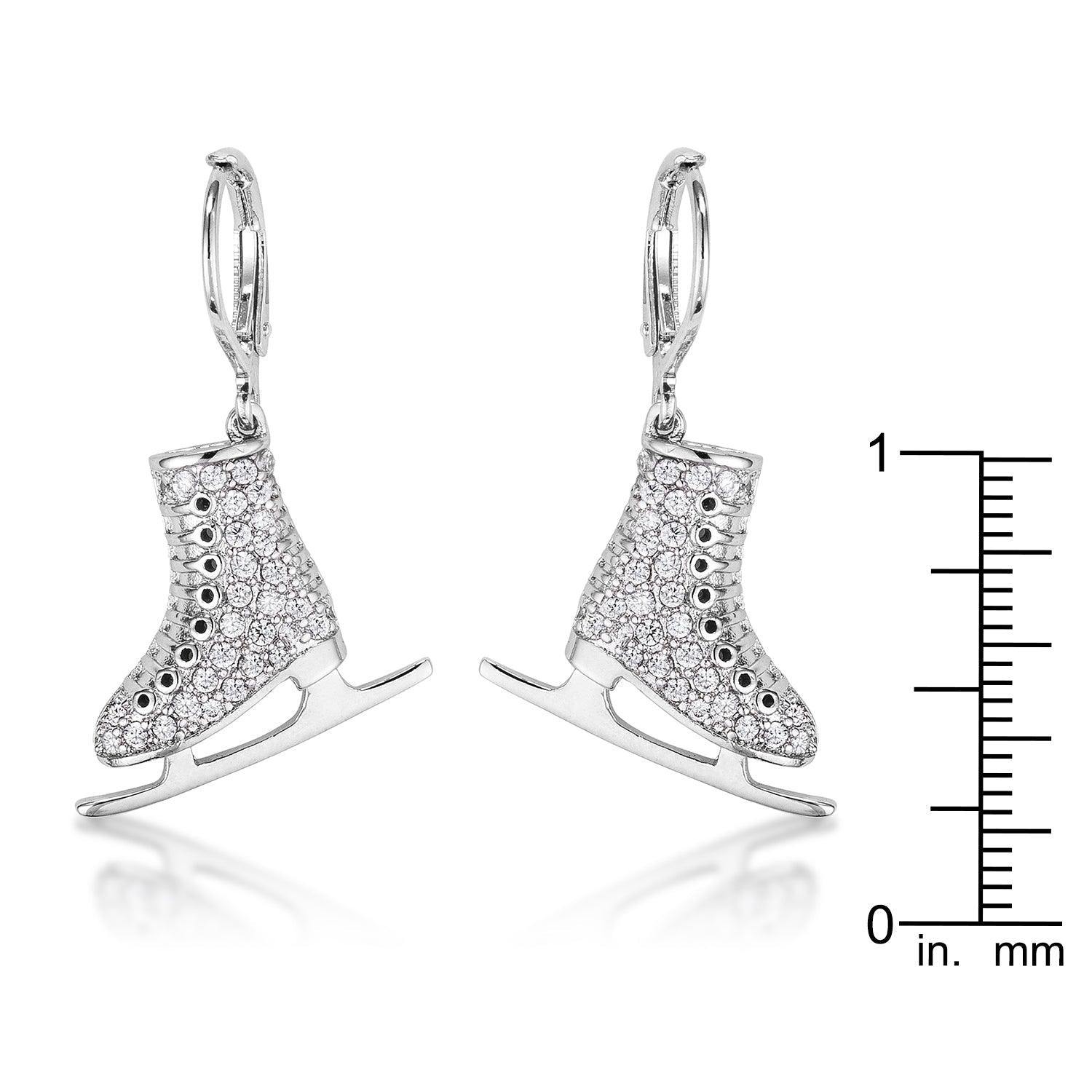 Delicate .85Ct Rhodium Plated Ice Skate Earrings - Flyclothing LLC