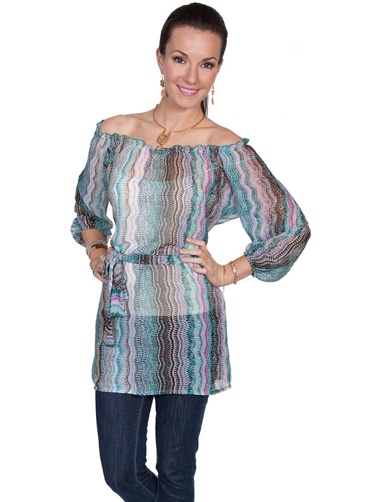 Scully AQUA 3/4 SLEEVE TUNIC W/SASH - Flyclothing LLC