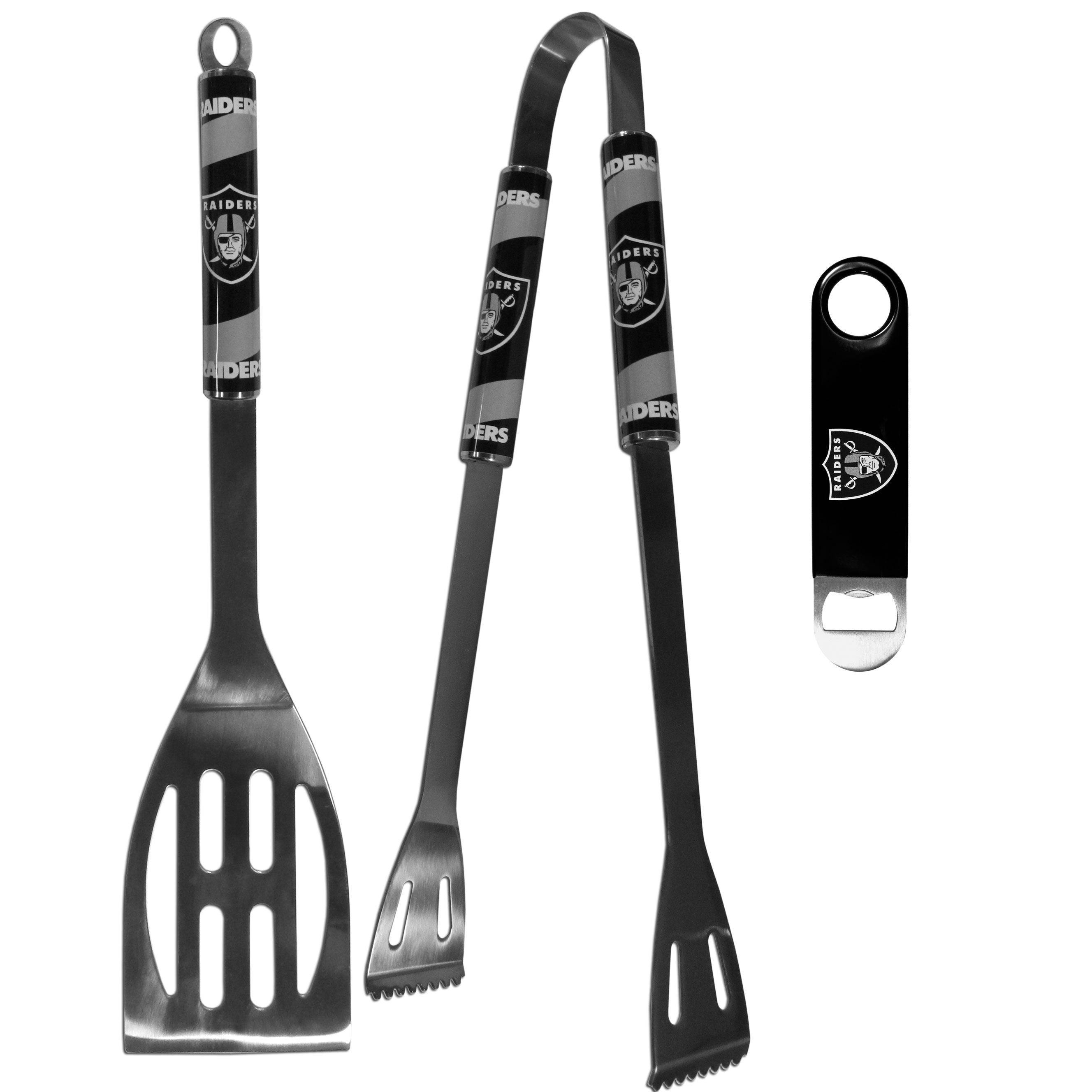 Oakland Raiders 2 pc BBQ Set and Bottle Opener - Flyclothing LLC